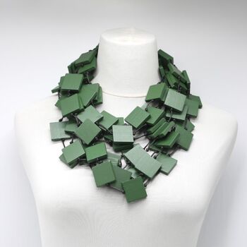 Collier 5 rangs 3 x 3 Carrés - Racing Green 2