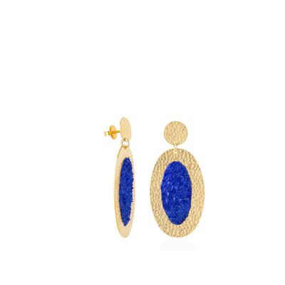 Selene gold oval earrings with blue mother-of-pearl