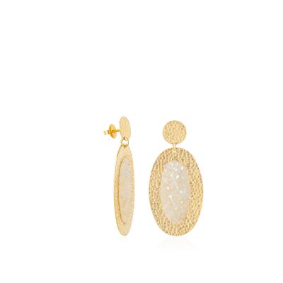 Aphrodite gold oval earrings with white mother-of-pearl