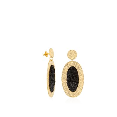 Nix oval gold earrings with black mother-of-pearl