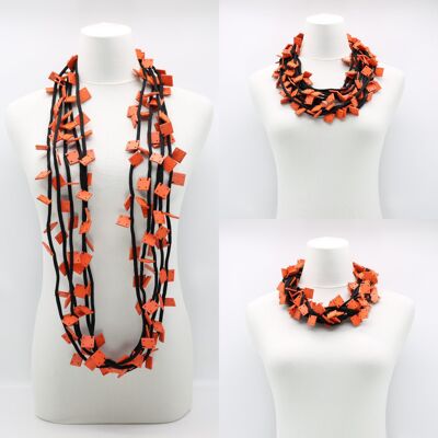 Wooden Squares on Cord Necklace - Small - Orange