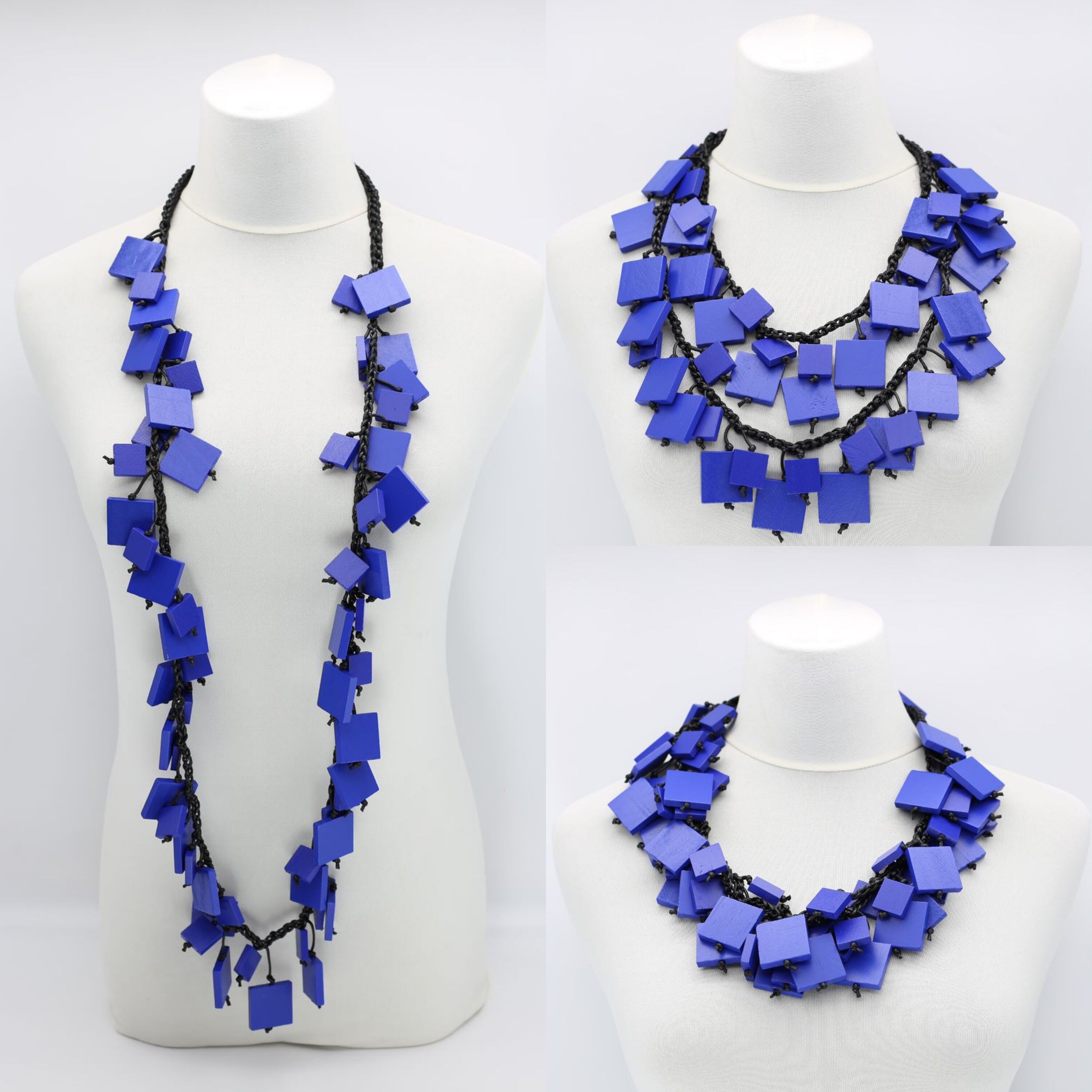 Light cobalt blue sea glass and silver minimalist pendant necklace |  Arrabella Giles