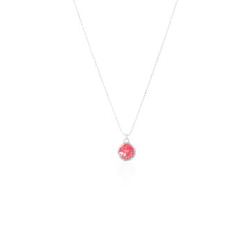 Collier en argent avec pendentif rond Doll avec nacre rose 1