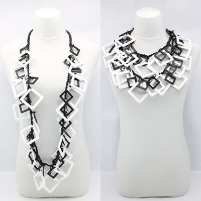 Geometric Necklace - Duo - Long - White/Black