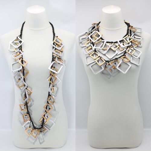 Geometric Necklace - Duo - Long - Silver/Gold