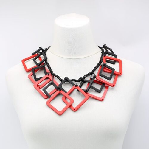 Geometric Necklace - Duo - Short - Red/Black