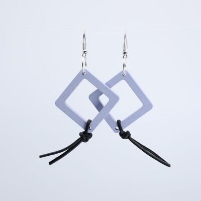 Geometrische Ohrringe mit Kunstlederband - Klein - Lila Grau