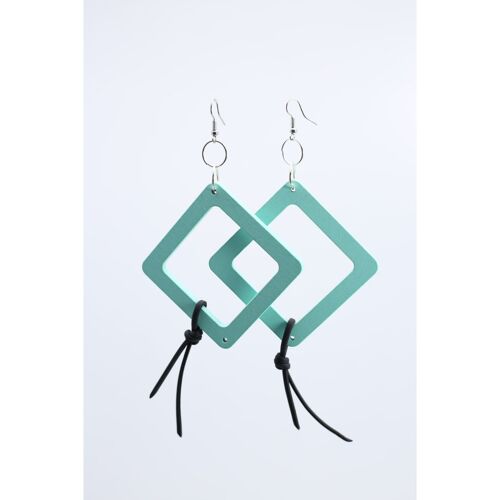 Geometric Earrings with Leatherette String - Small - Turquoise