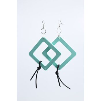 Boucles d'oreilles géométriques avec ficelle en similicuir - Petit - Turquoise