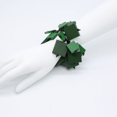 Bracelet Carrés sur Élastique - Vert Printemps/Vert Course