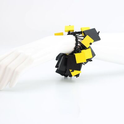 Quadrate auf elastischem Armband - Gelb/Schwarz