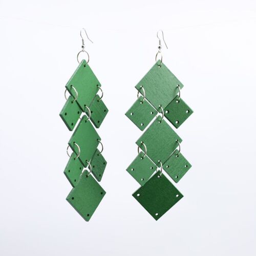 Squares Chandelier Earrings - Spring Green