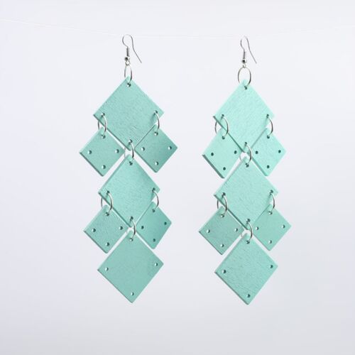 Squares Chandelier Earrings - Turquoise