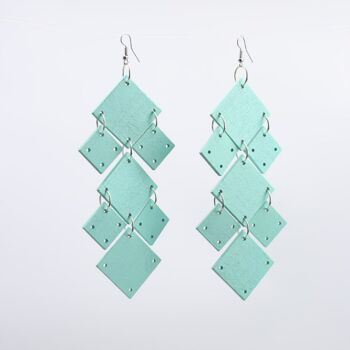 Boucles d'Oreilles Lustre Carrés - Turquoise