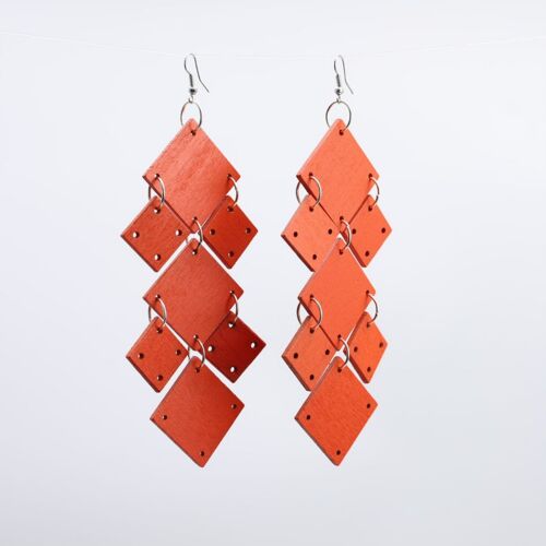 Squares Chandelier Earrings - Orange