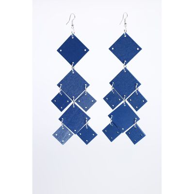 Squares Chandelier Earrings - Pantone Classic Blue