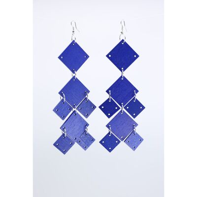 Squares Chandelier Earrings - Cobalt Blue