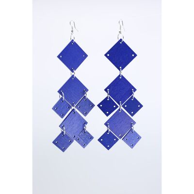 Pendientes Candelabro Cuadrados - Azul Cobalto