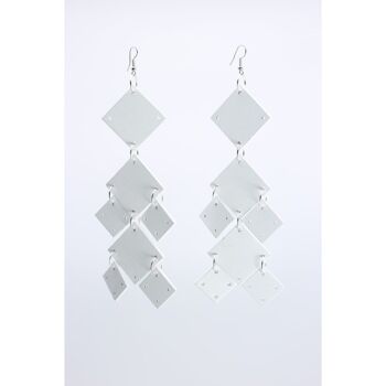 Boucles d'Oreilles Lustre Carrés - Blanc