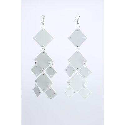 Squares Chandelier Earrings - White