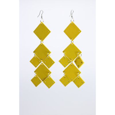 Squares Chandelier Earrings - Yellow