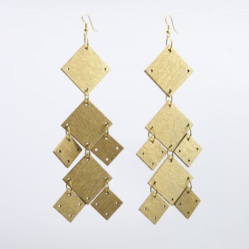 Squares Chandelier Earrings - Gold