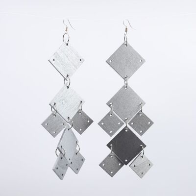 Squares Chandelier Earrings - Silver