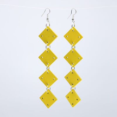 Squares Chain Earrings - Yellow