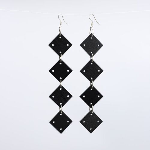 Squares Chain Earrings - Black