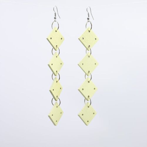 Squares Chain Earrings - Cream