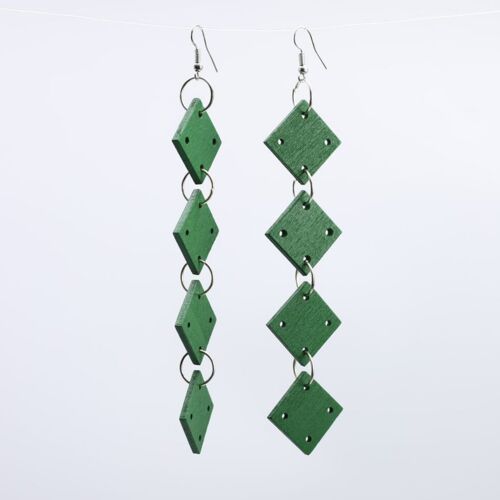 Squares Chain Earrings - Spring Green