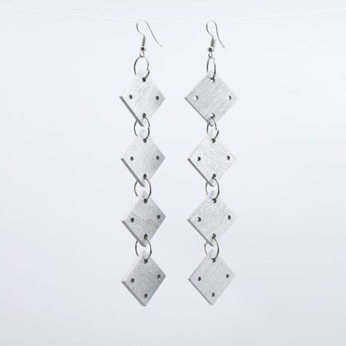 Squares Chain Earrings - Silver