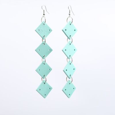 Squares Chain Earrings - Turquoise