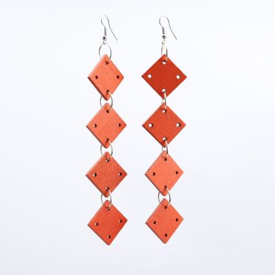 Squares Chain Earrings - Orange