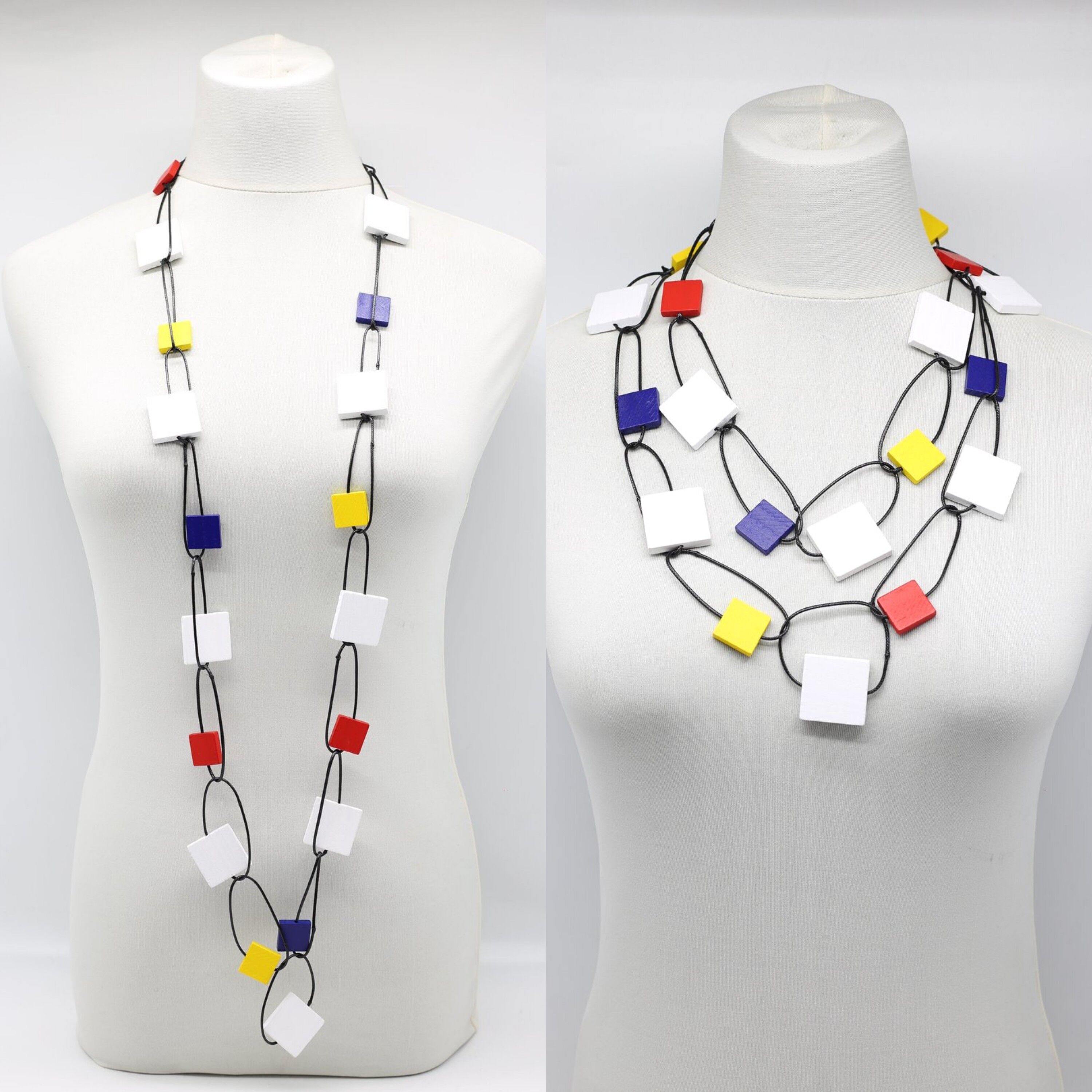 Mondrian Collection Baumwollkordelkette Quadrate Halskette