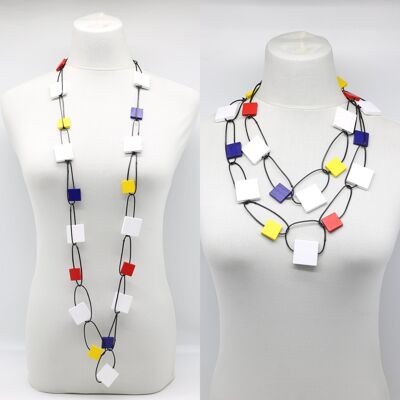 Collier Mondrian Collection Coton Cordon Chaîne Carrés