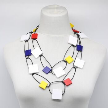 Collier Mondrian Collection Coton Cordon Chaîne Carrés 2