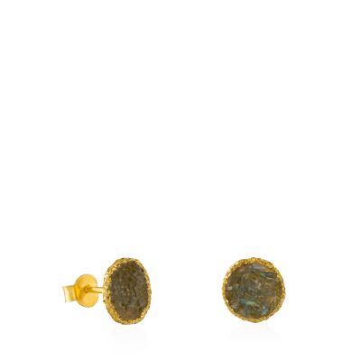 Medium gold Shadow earrings with gray mother-of-pearl