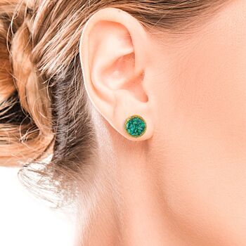 Grandes boucles d'oreilles en or de voyage avec pierre turquoise 2