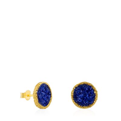 Klein large gold stud earrings with blue mother-of-pearl