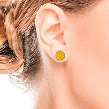 Grandes boucles d'oreilles en argent Sun avec nacre jaune 2