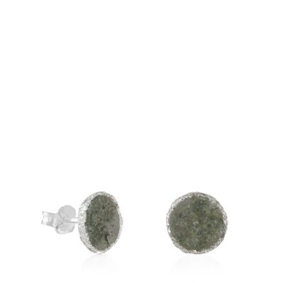 Large silver Shadow earrings with gray mother-of-pearl