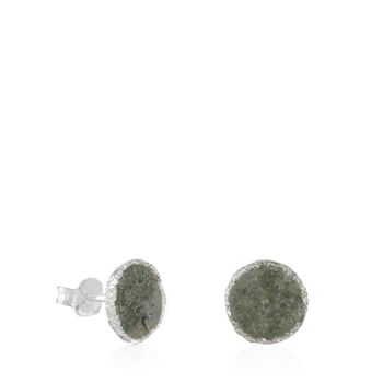 Grandes boucles d'oreilles Shadow en argent avec nacre grise 1