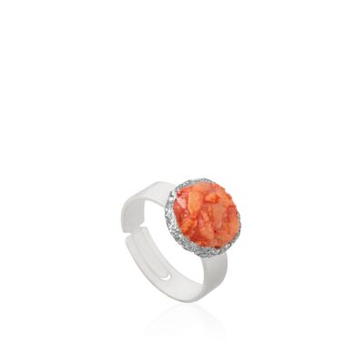 Reef silver ring with coral nacre
