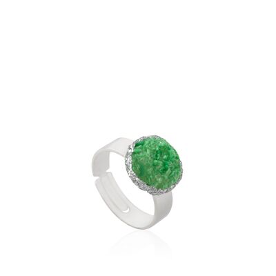 Grass silver ring with green mother-of-pearl