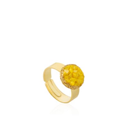 Sun gold ring with yellow mother-of-pearl