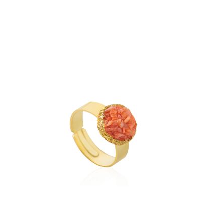 Reef gold ring with coral-colored mother-of-pearl