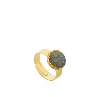 Shadow gold ring with gray mother-of-pearl