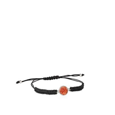 Silver bracelet and Reef cord with coral-colored mother-of-pearl