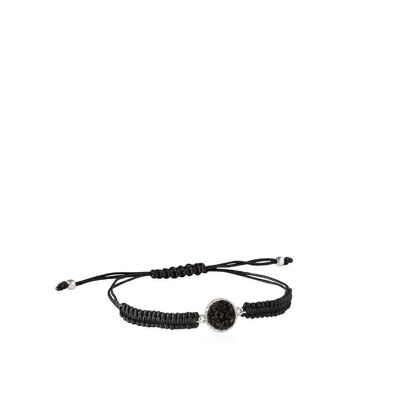 Bracelet Night argent et cordon avec nacre noire